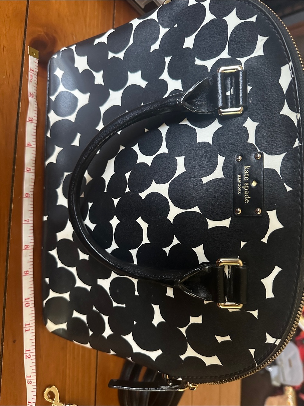 kate spade Black & White Floral Dome Satchel